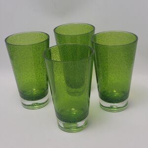 Vintage Plastic / Acrylic Drinking Tumbler Cups 16oz With Bubbles Green 4 Pcs